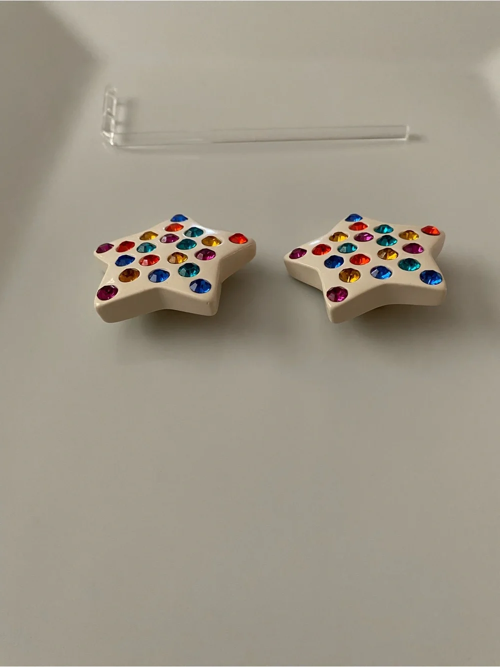 Vintage 1980s large star rhinestone clip-on statement earrings